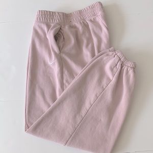 NIKE Sweatpants Women’s Size XL Pink Baggy Pleated Fleece Cuffed Elastic Waist